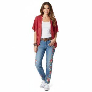 Vintage 212 New York Woman Sz 1X Crocheted Knit Open Front Cardigan Made In USA